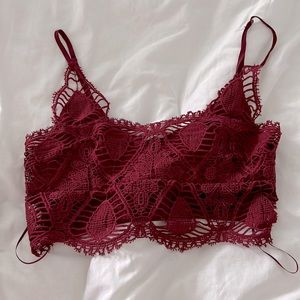 Luxxel 2pc crochet set. Crop top and skirt. Color wine. Size S new with tag